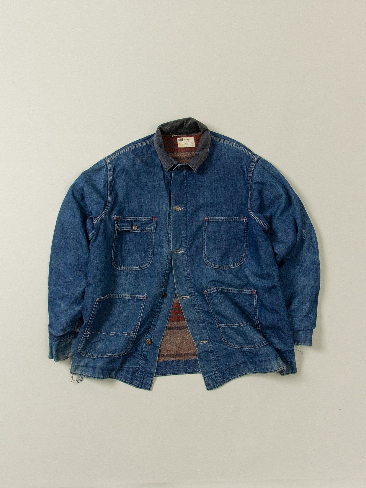 Vtg 60's Sears Blanket Lined Denim Chore Jacket